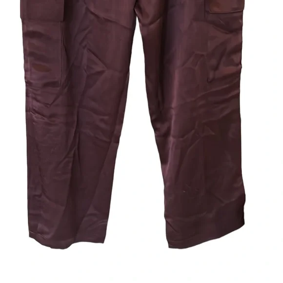 NWT Young Fabulous & Broke Findlay Satin Cargo Carpenter Pants in Raisin - M - Picture 10 of 16